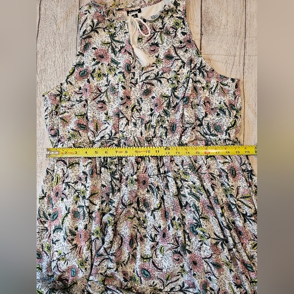 Torrid Size 2X Midi Wash Gauze Tiered Dress White Pink Chessie Linework Floral - Picture 9 of 10